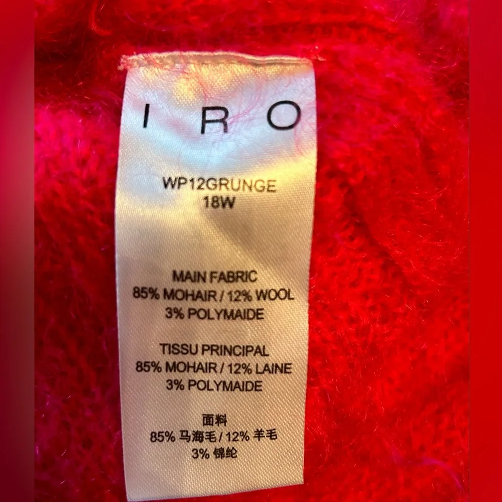 IRO Mohair Wool Sweater M Pink Fringed Hem Fuzzy Feminine Luxury Old Money - Picture 11 of 12